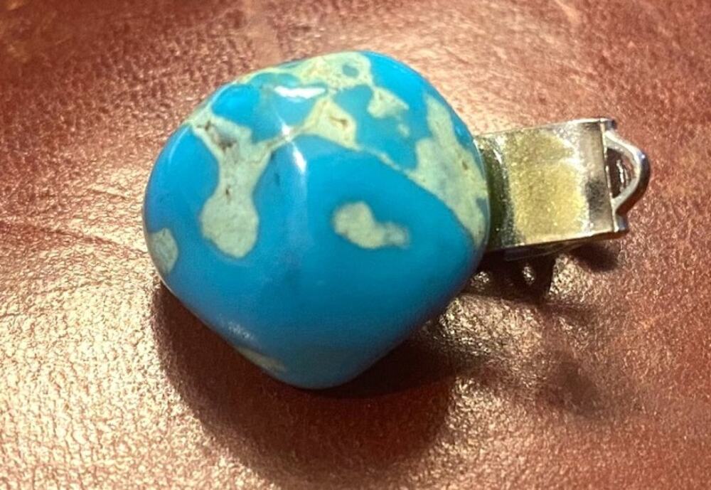 VTG Men's Silver Tone 1" Tie Bar with Turquoise Stone
